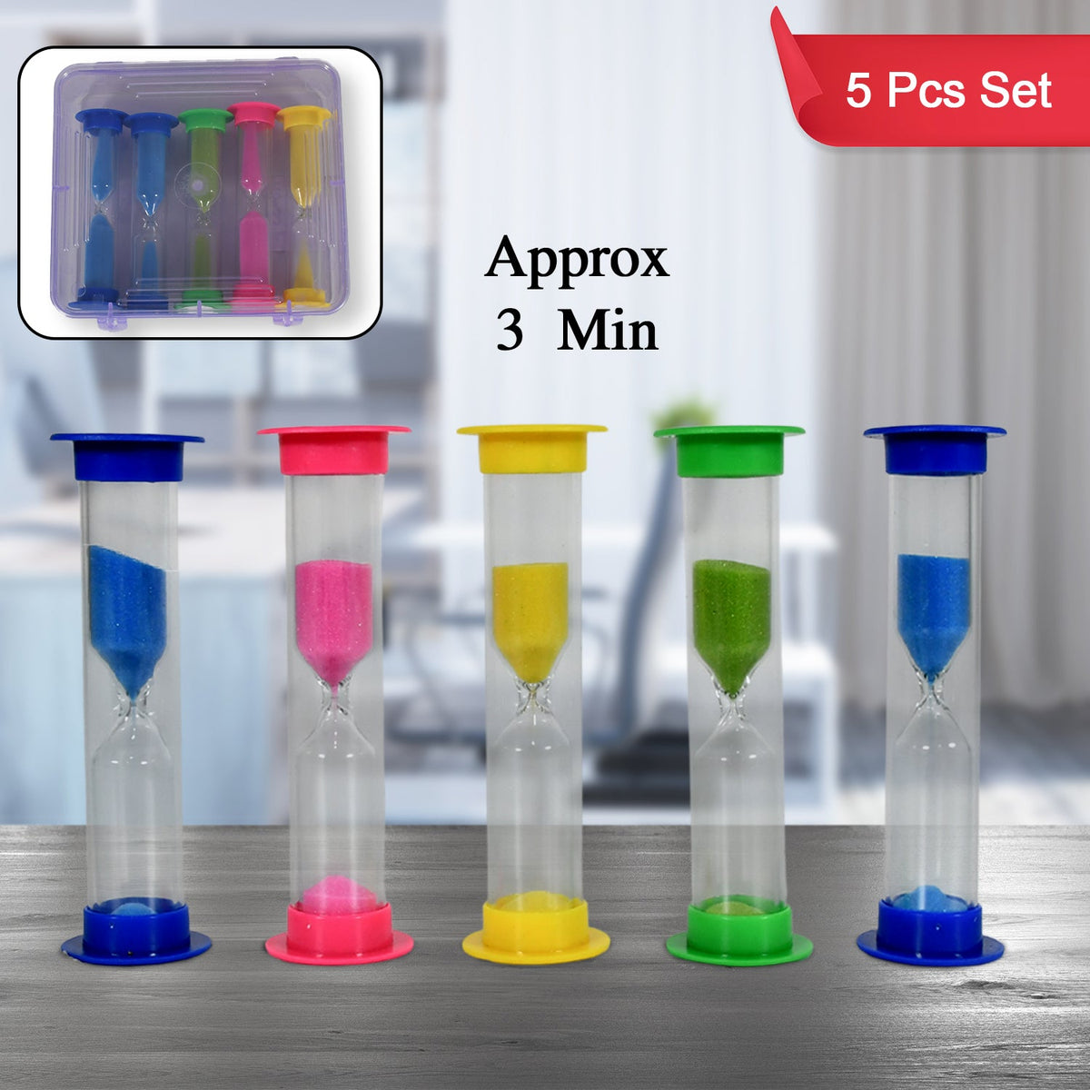 8756 Sand Timer Plastic Hourglass 3 Min 5 Pc