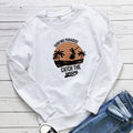 Surfing Paradise letter printed round neck hoodie
