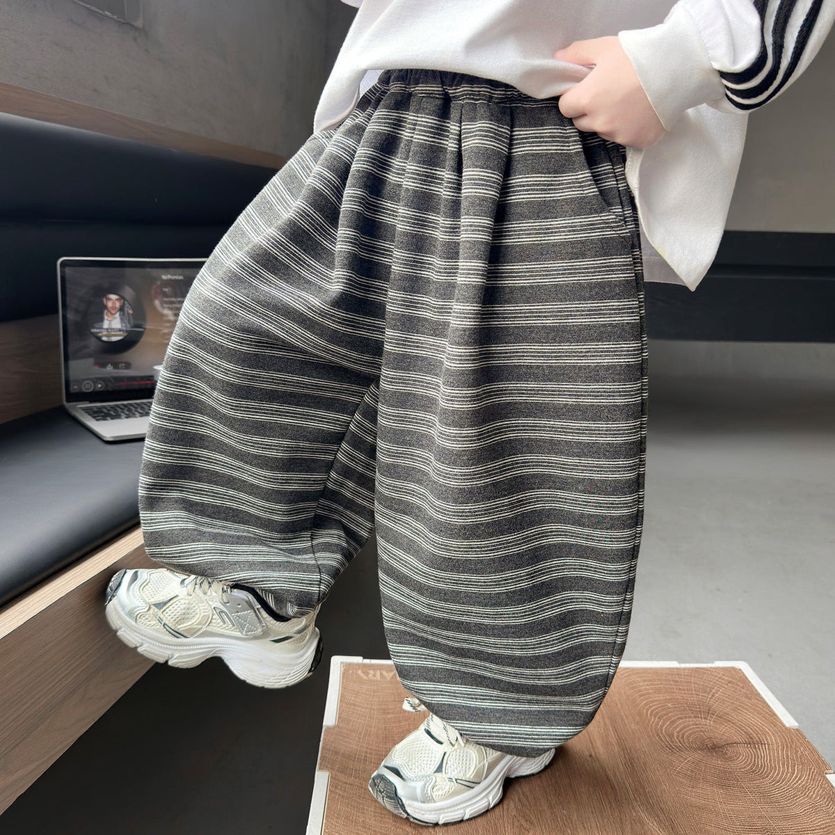 Trendy Casual Striped Loose Harem Pants for Boys