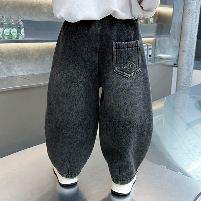Trendy Casual Boys' Loose Denim Curved Leg Jeans