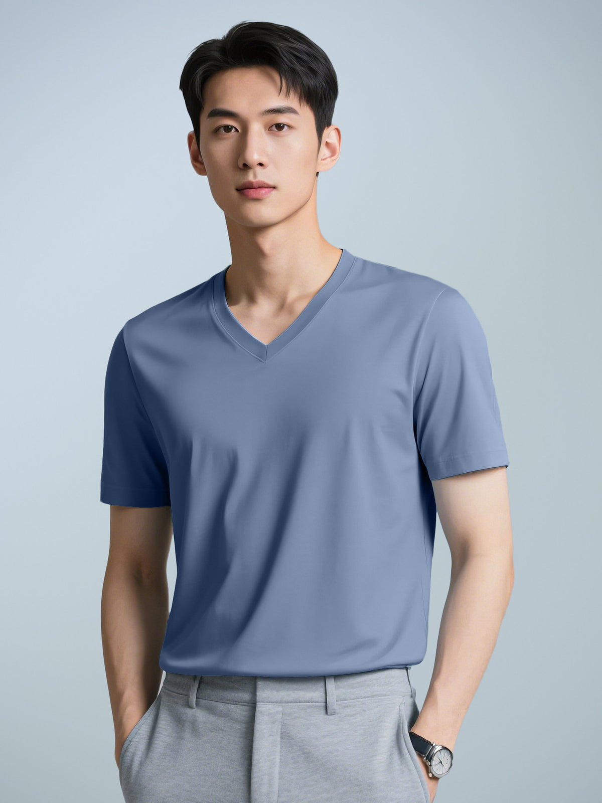 Men’s Casual Solid-Color Crew-Neck T-Shirt