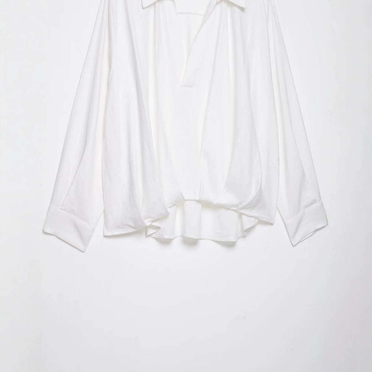Pong hem linen blend long sleeved shirt for women