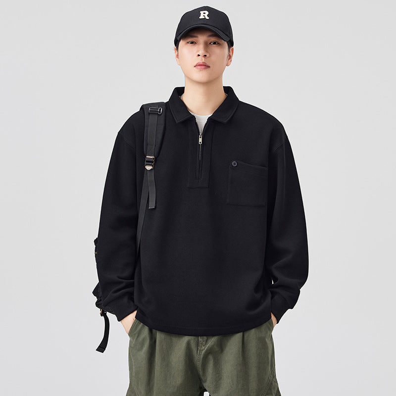 Men's Long-Sleeve Half-Zip Polo Shirt