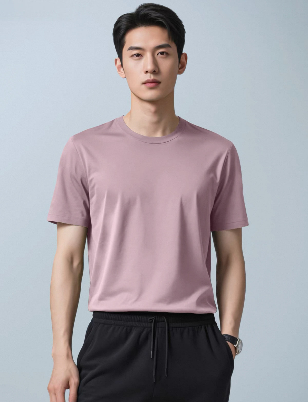 Men’s Casual Solid-Color Crew-Neck T-Shirt