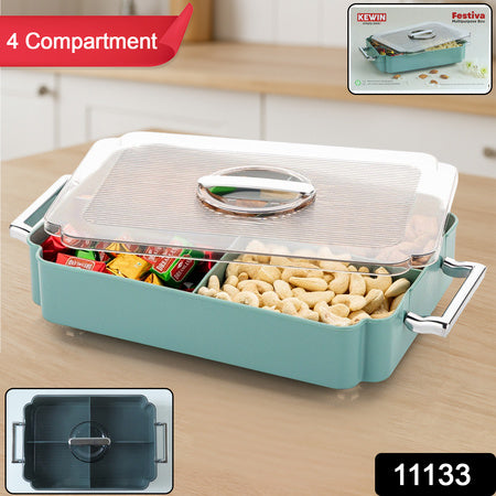 4 Compartment Multipurpose Plastic Food Storage Container (1 Pc)