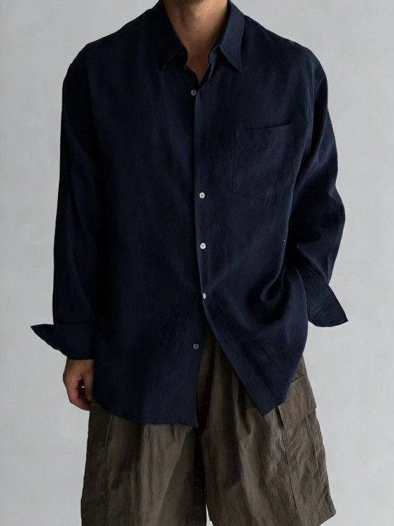 Men’s Linen-Cotton Blend Business Casual Shirt