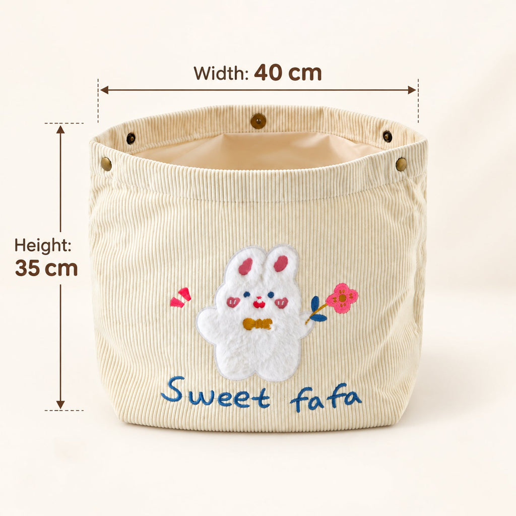 Foldable Fabric Storage Basket With Snap Closure For Toys Clothes And Home Use