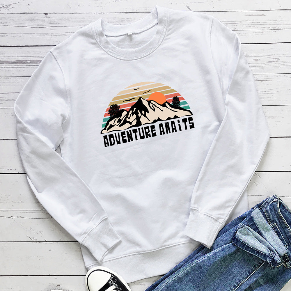 ADVENTURE AWAITS letter printed hoodie
