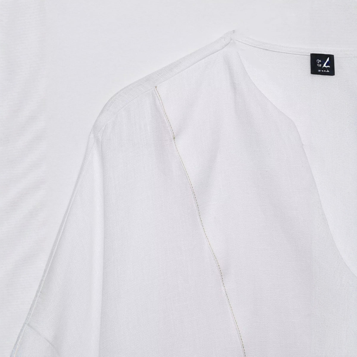 Single breasted deep V-neck linen long sleeved shirt for women