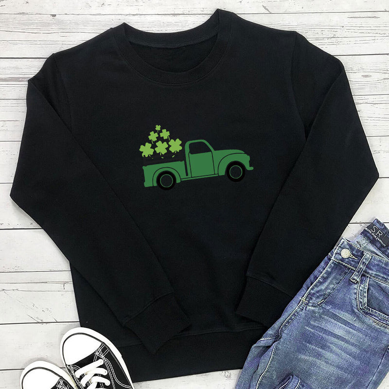 Clover green truck printed hoodie