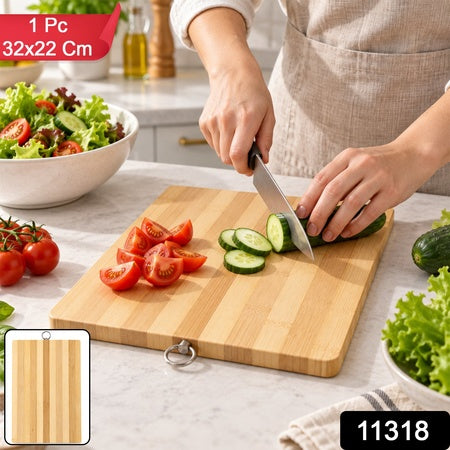 Compact Bamboo Chopping Board 32 X 22 Cm With Hanging Ring (1 Pc)