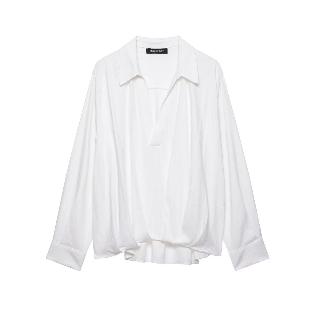 Pong hem linen blend long sleeved shirt for women