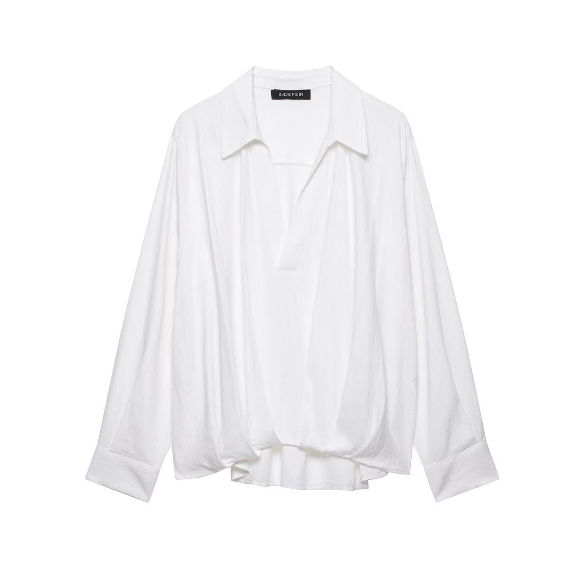 Pong hem linen blend long sleeved shirt for women