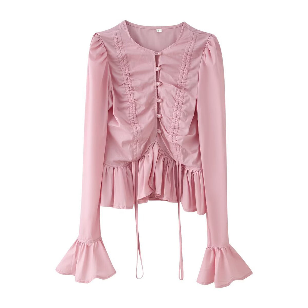 Women’s Flared-Sleeve Drawstring Shirt