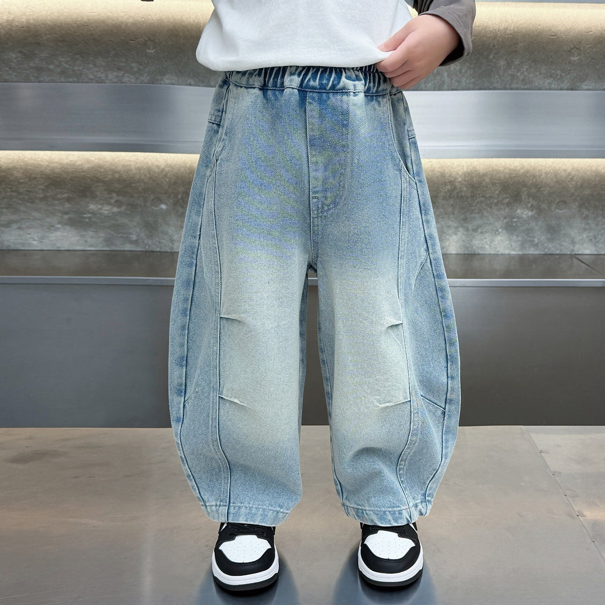 Boys Casual Denim Curved Leg Pants