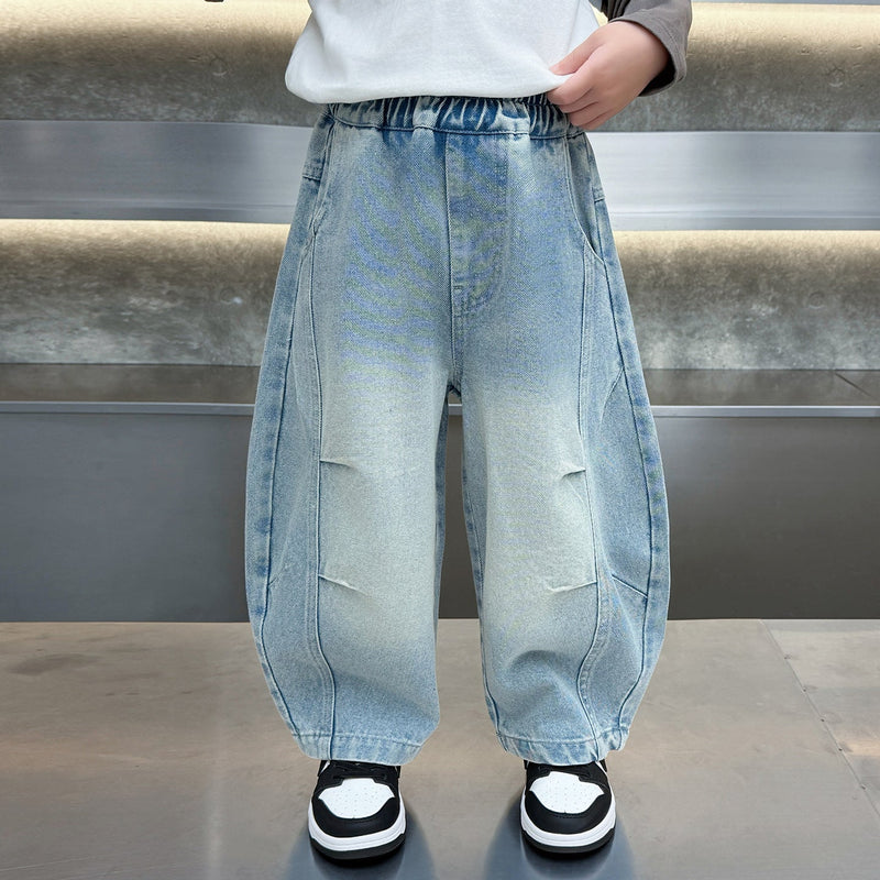 Boys Casual Denim Curved Leg Pants