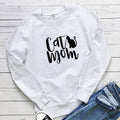 Cat Mom Printed Round Neck Hoodie