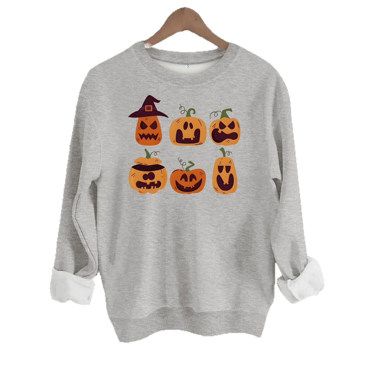 Pattern printed round neck fleece hoodie