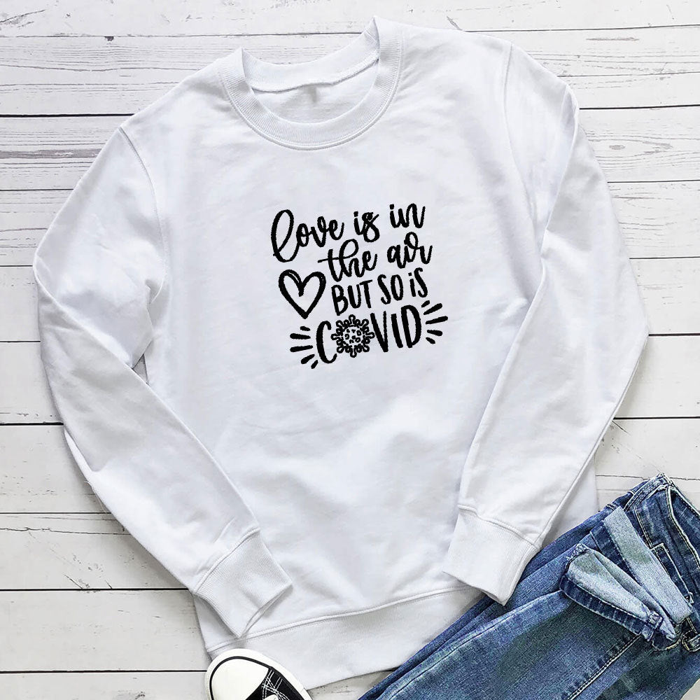 Letter printed round neck hoodie
