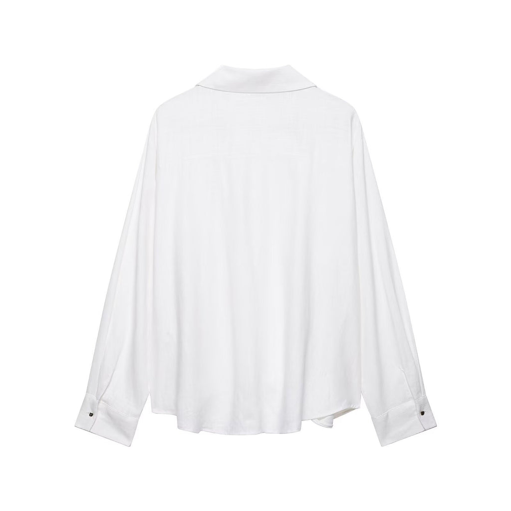 Pong hem linen blend long sleeved shirt for women