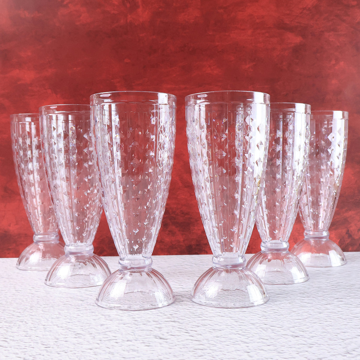 Supermom Transparent Plastic Milkshake Glass Set (400ml  6 Pc)