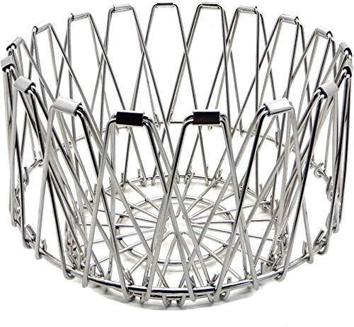 3040 Multipurpose Fruit Basket Stainless Steel Wire Bowl Foldable Basket