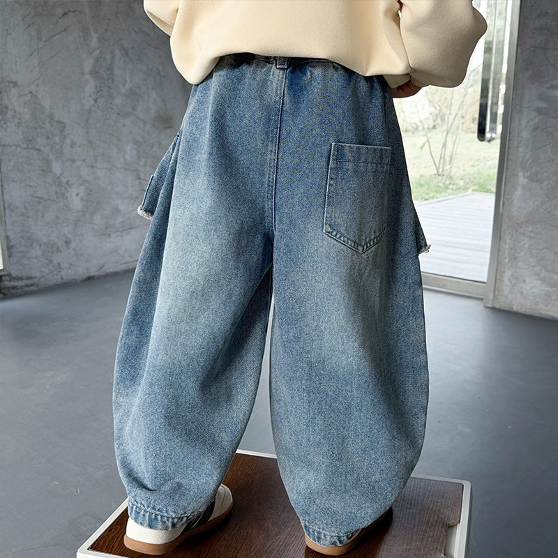 Boys Casual Loose Straight Denim Pants