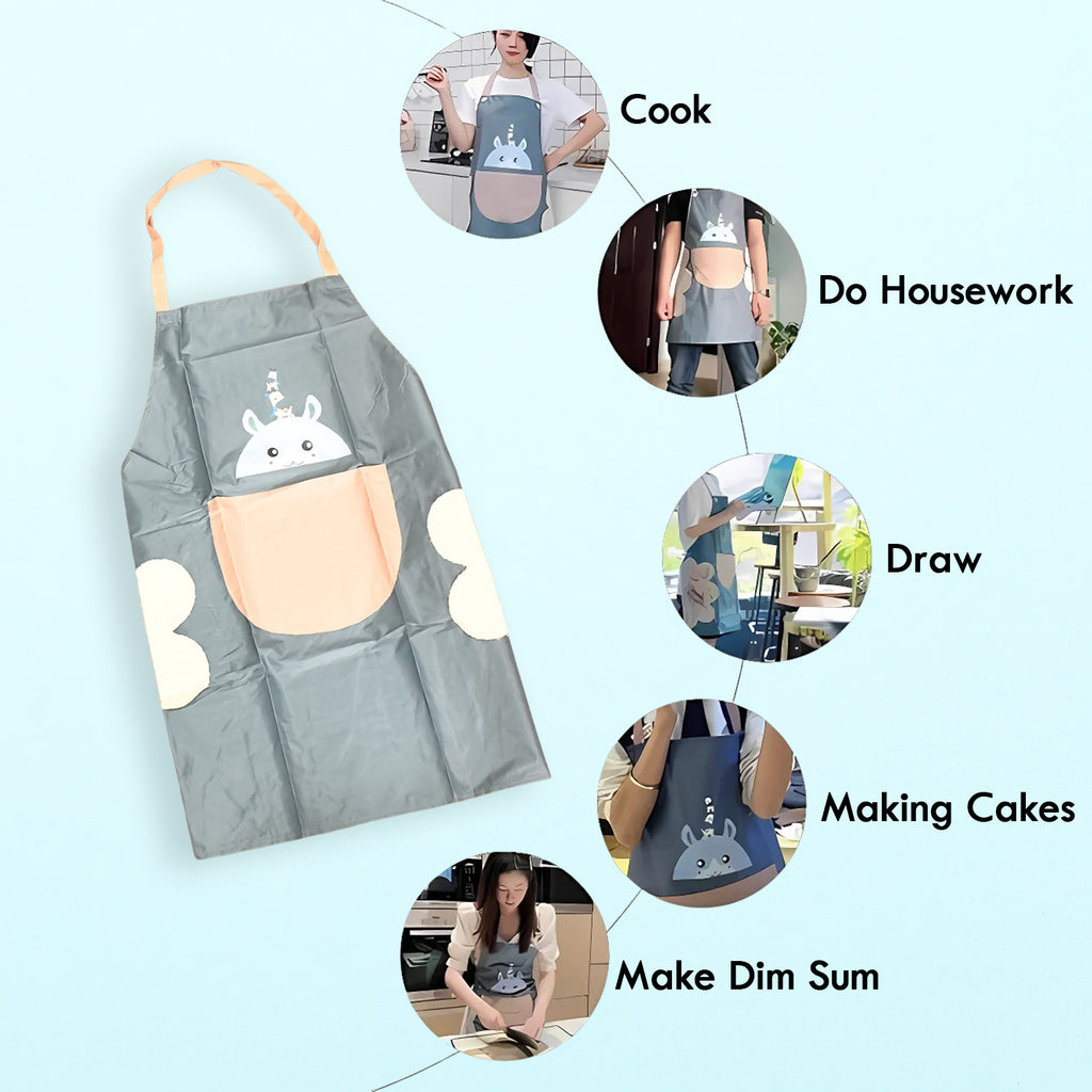 Cute Cartoon Animal Design Kitchen Apron (1 Pc)
