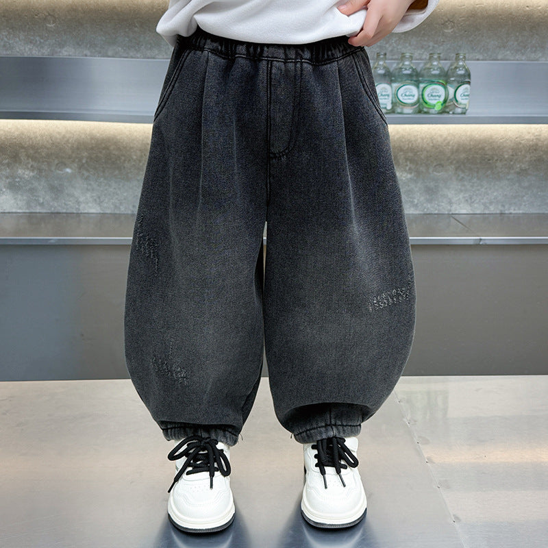Trendy Casual Boys Loose Denim Curved Leg Jeans
