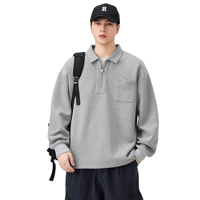 Men's Long-Sleeve Half-Zip Polo Shirt