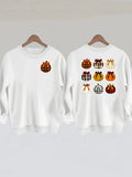 Printed round neck fleece hoodie