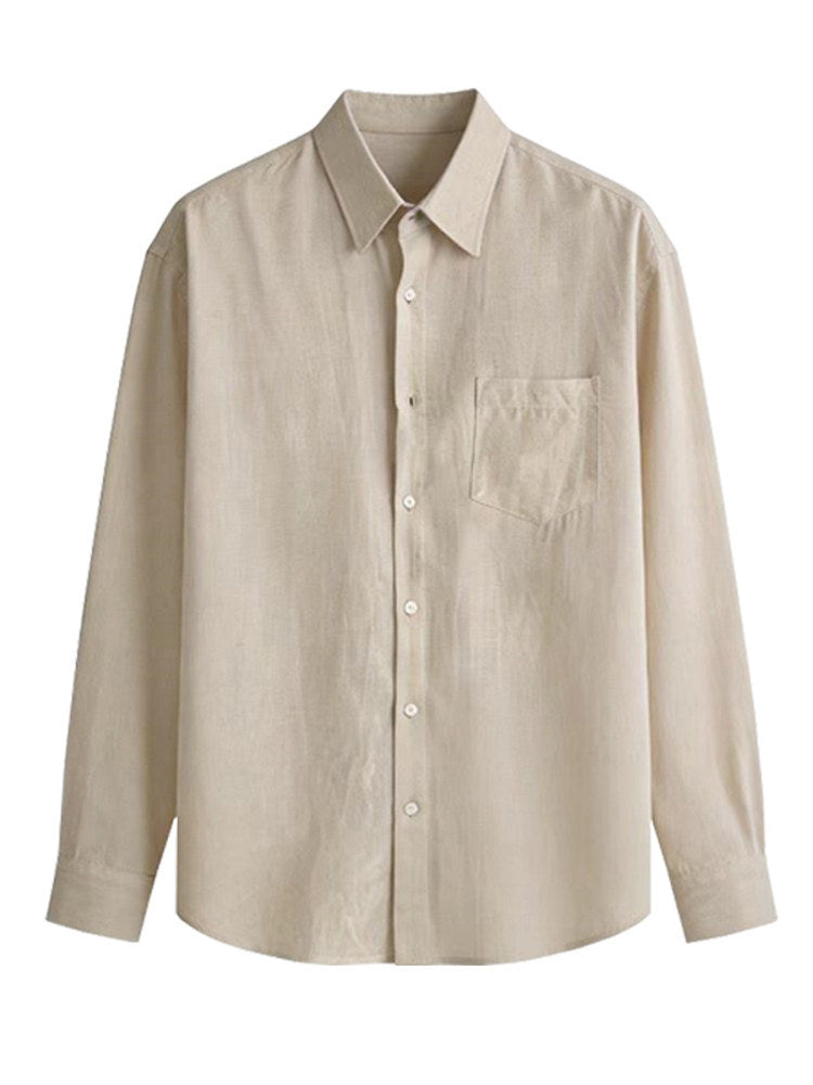 Men’s Linen-Cotton Blend Business Casual Shirt
