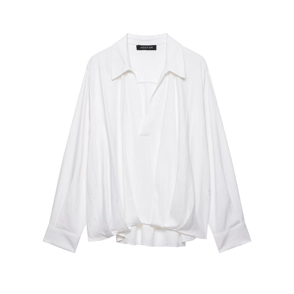 Pong hem linen blend long sleeved shirt for women