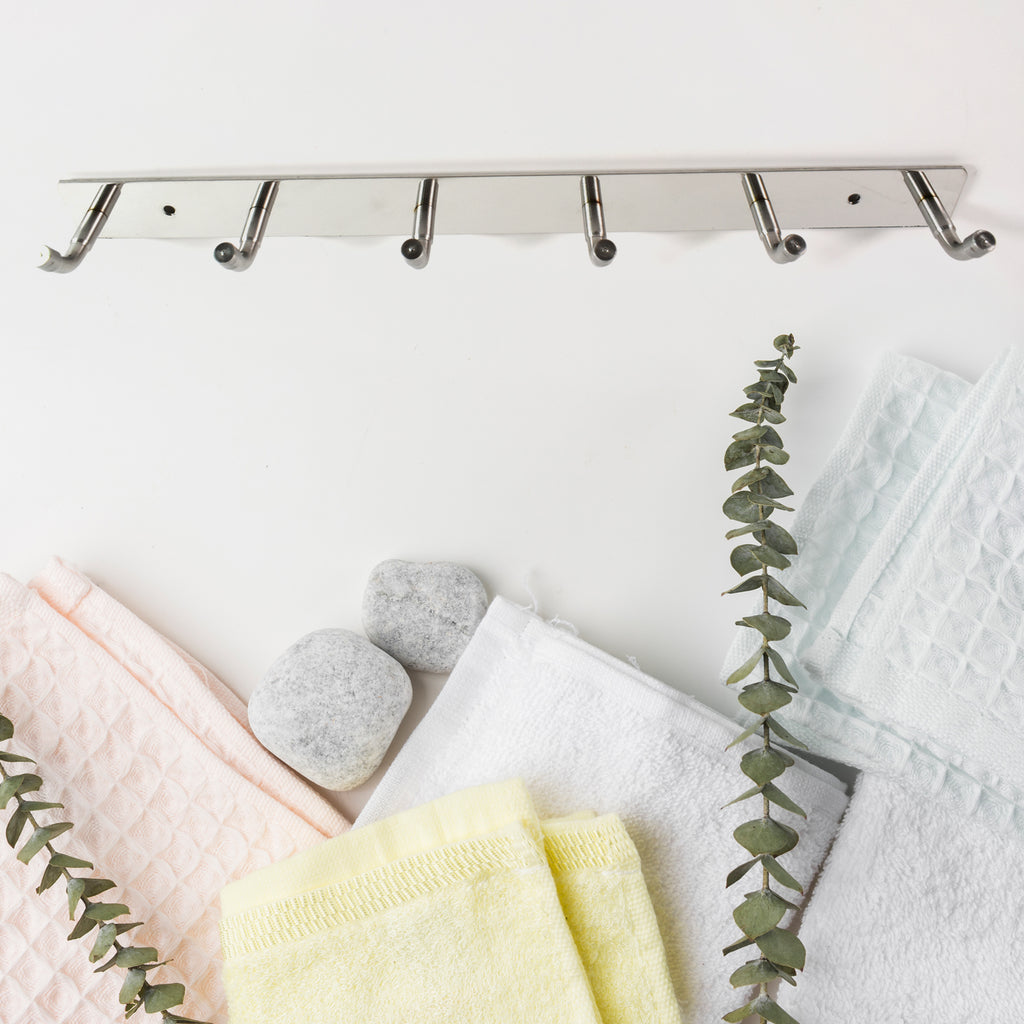 Stainless Steel Wall Mounted Coat 6 Hook Rack (32x3  1pc)