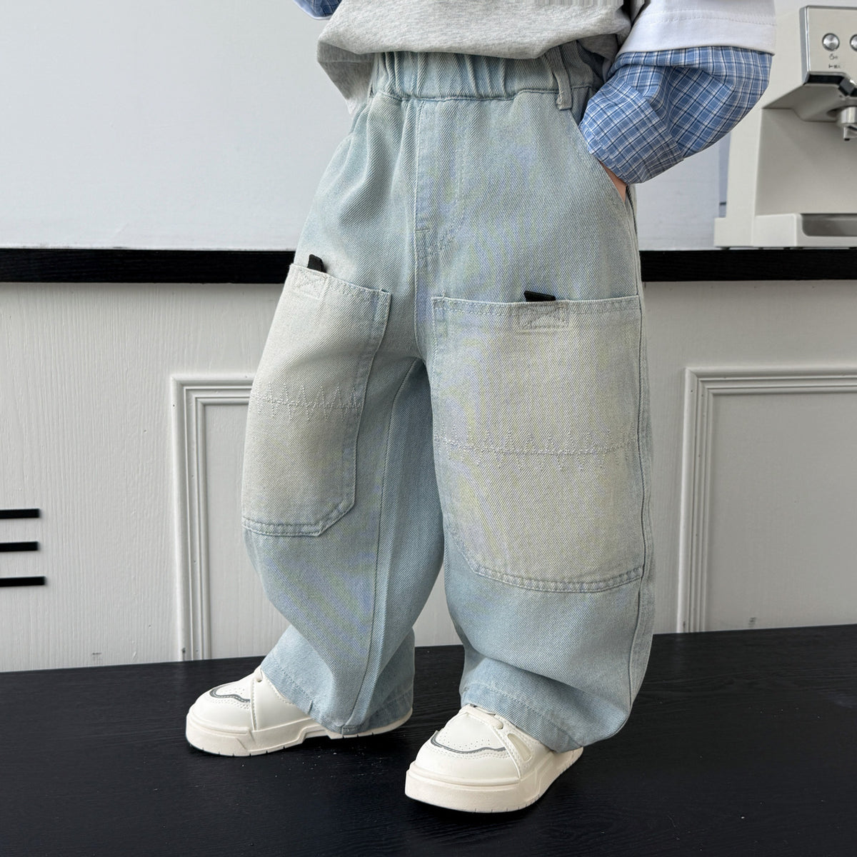 Curved Seam Denim Boys Pants