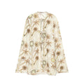 Front lace up printed long sleeved shirt top for women