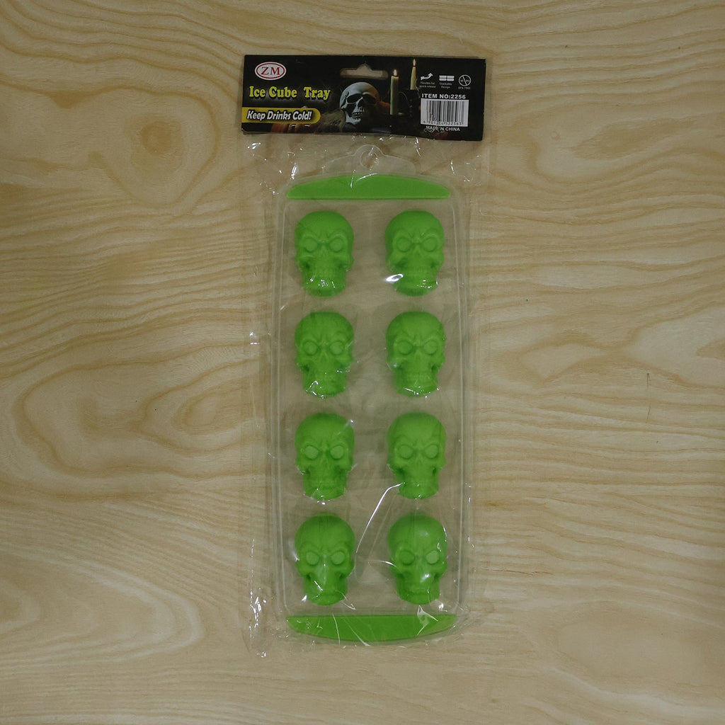 Plastic 8 Grid Ice Cube Tray With Lid Skull Shape Freezer Ice Mold (1 Pc)