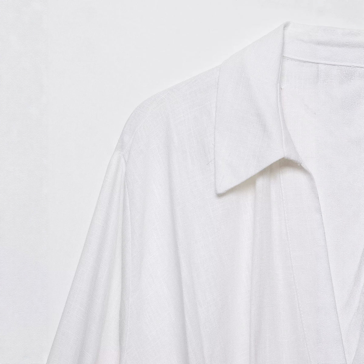 Pong hem linen blend long sleeved shirt for women