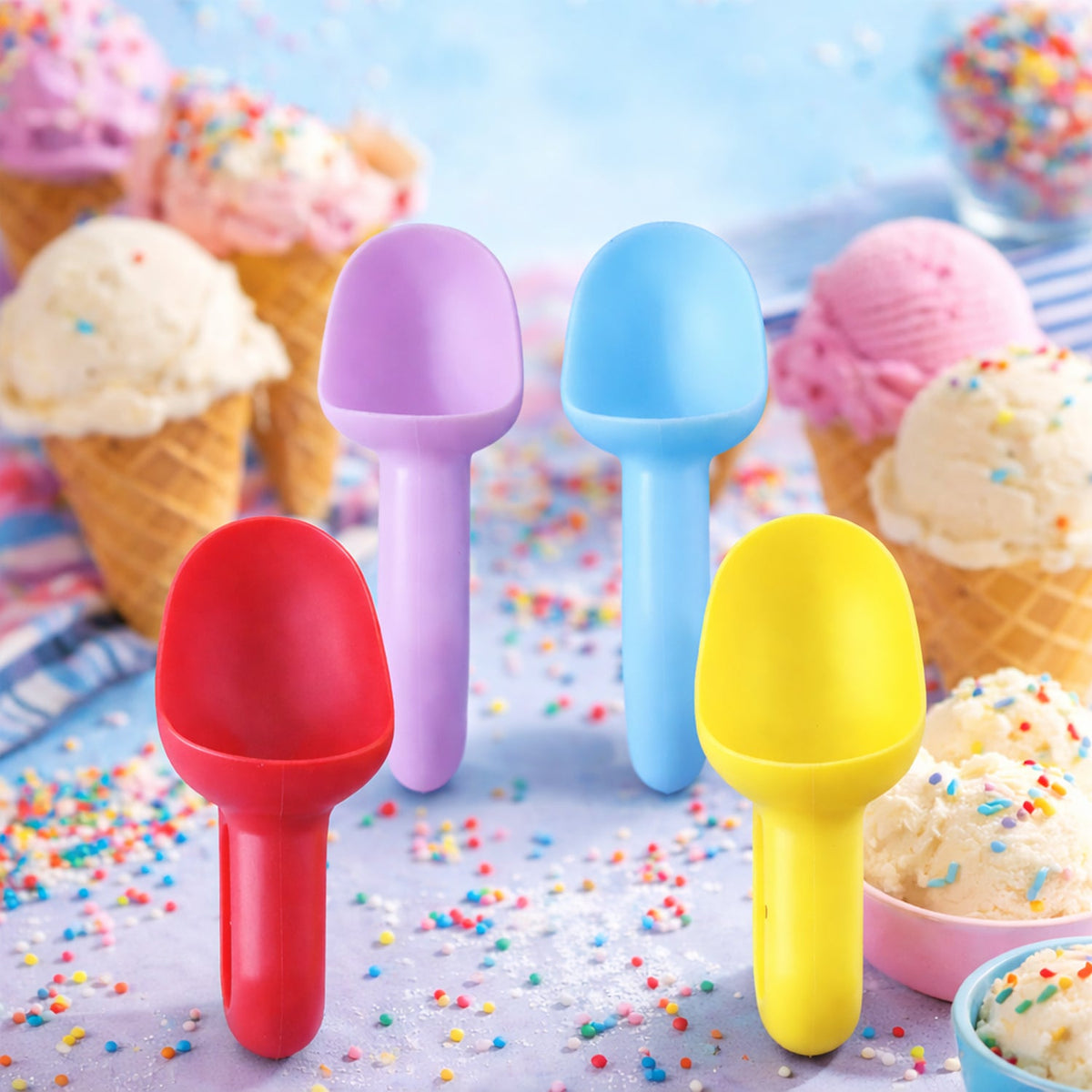 Plastic Ice Cream Scoop Set 4 Pc