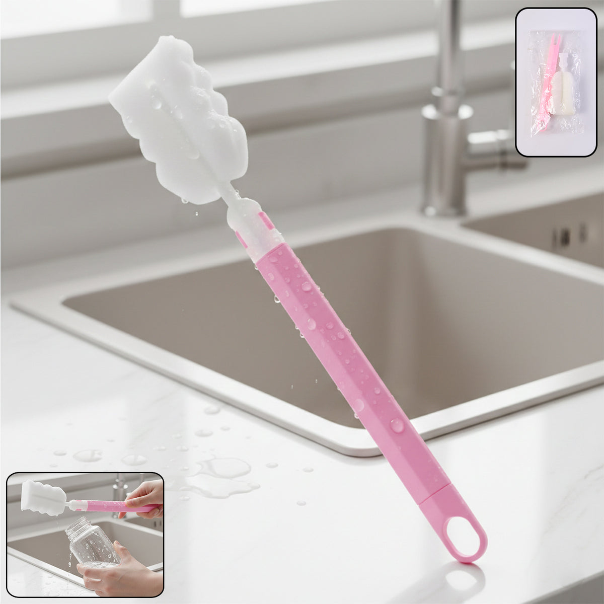 Long Handle Silicone Bottle Cleaning Brush 32 Cm (1 Pc)