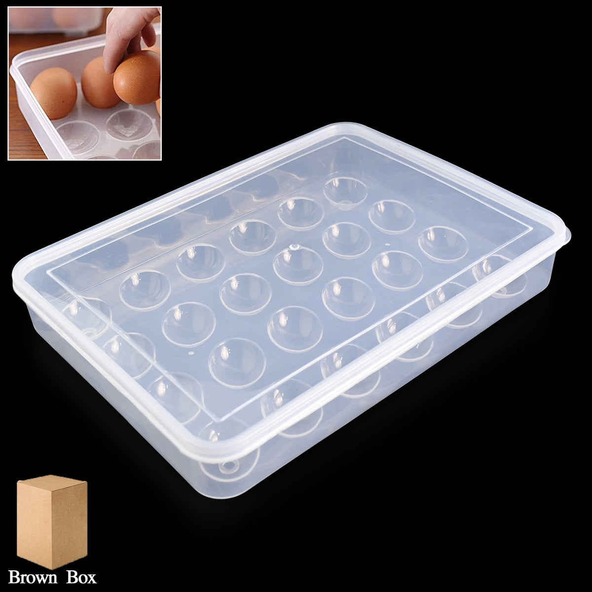 Plastic Egg Storage Container Holder For Refrigerator Holds 24 Eggs