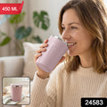 Apex Cozy Coffee Mug 450 Ml With Lid And Steel Rim For Desk Use (1 Pc)