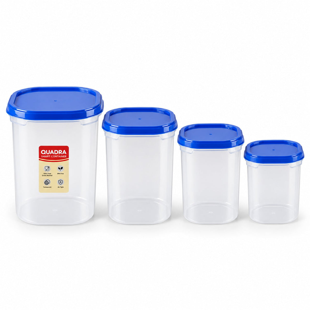 Plastic Food Storage Containers With Covers For Kitchen Organization (4 Pc Set)