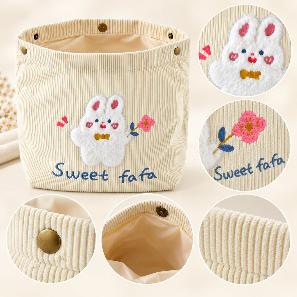 Foldable Fabric Storage Basket With Snap Closure For Toys Clothes And Home Use