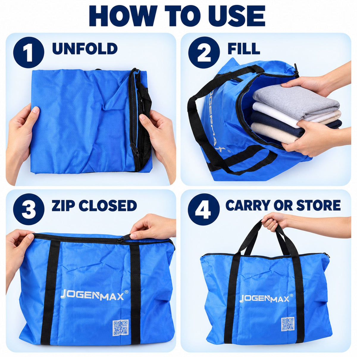 Multipurpose Zipper Carry Bag With Webbing Handles For Storage (1 Pc 50x63 Cm)