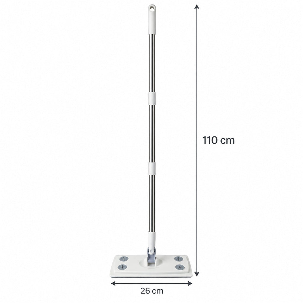 Rotating Flat Mop With Sectional Rod And Cloth Clips For Cleaning (110 X 26 Cm)