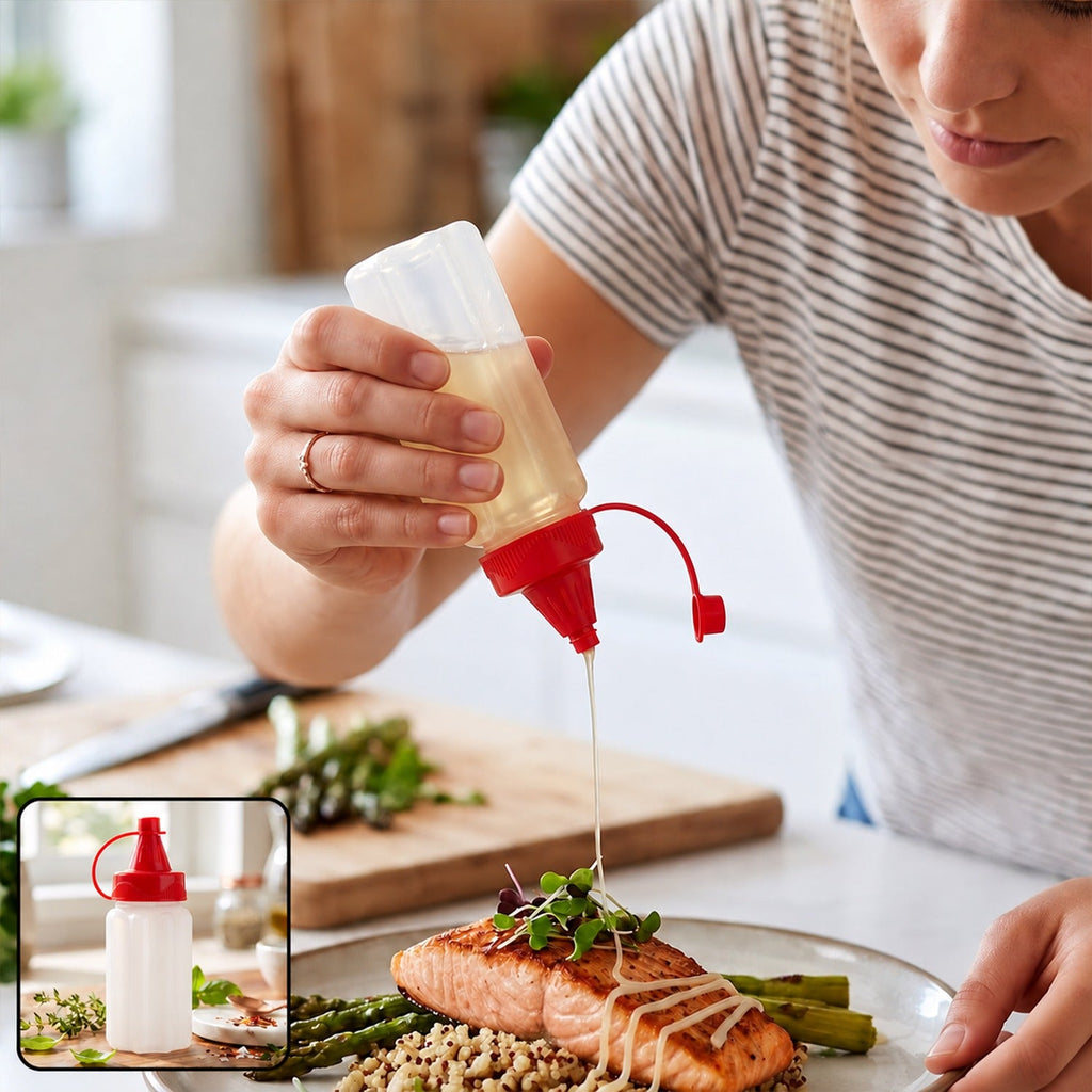 Reusable Plastic Squeeze Dispensing Bottle For Sauces And Condiments (1 Piece)
