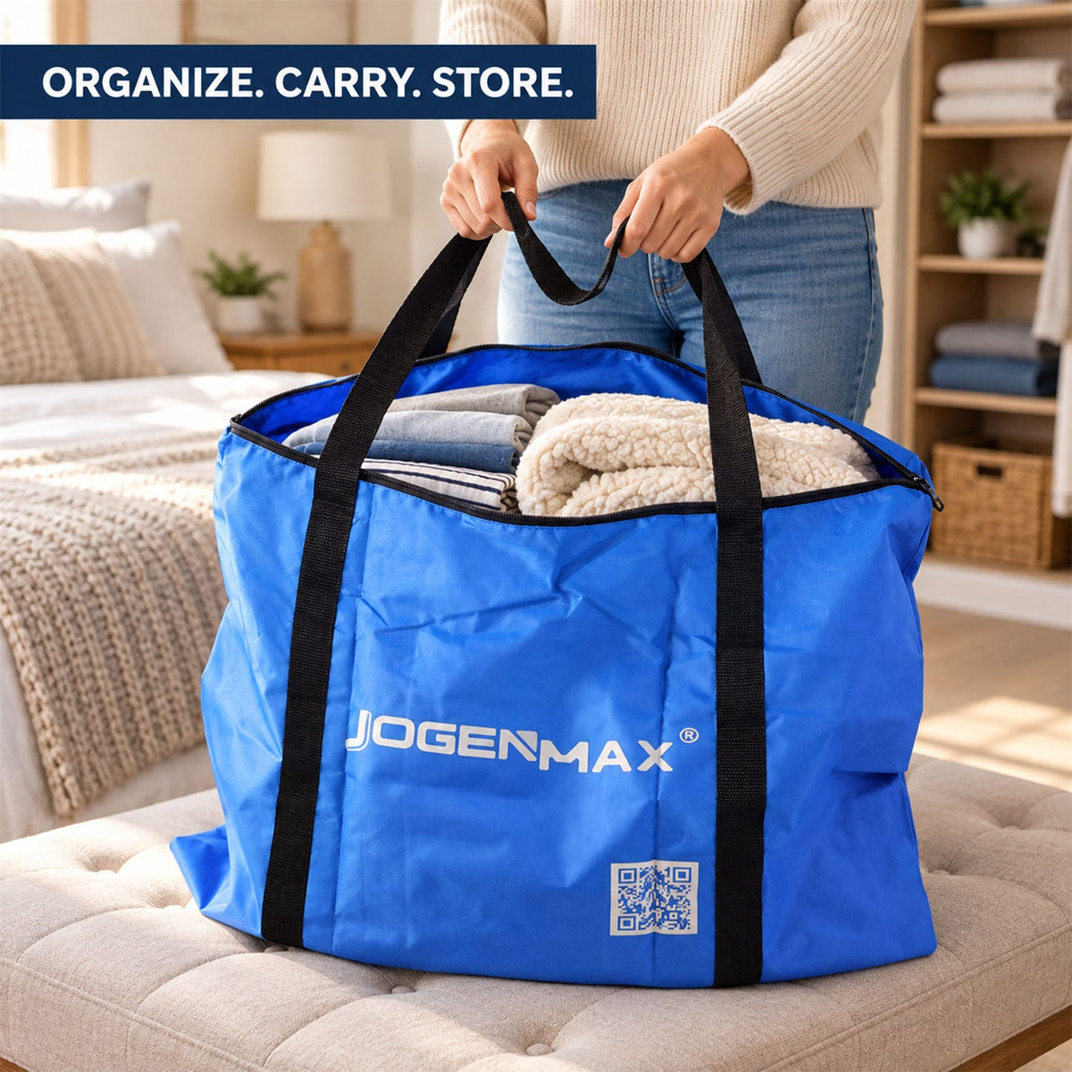 Multipurpose Zipper Carry Bag With Webbing Handles For Storage (1 Pc 50x63 Cm)