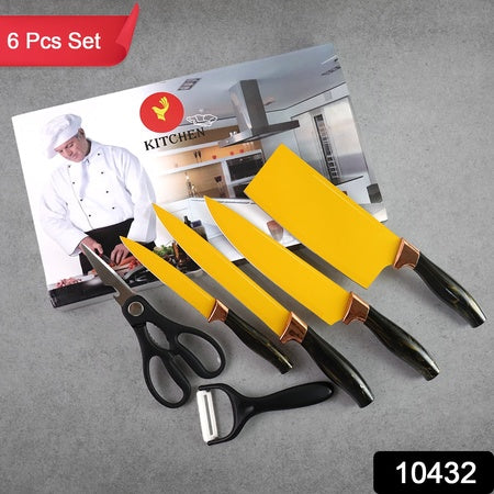 9142 Multifunction Kitchen Tools Stainless Steel And Plastic Kitchen Knife And Scissor Set