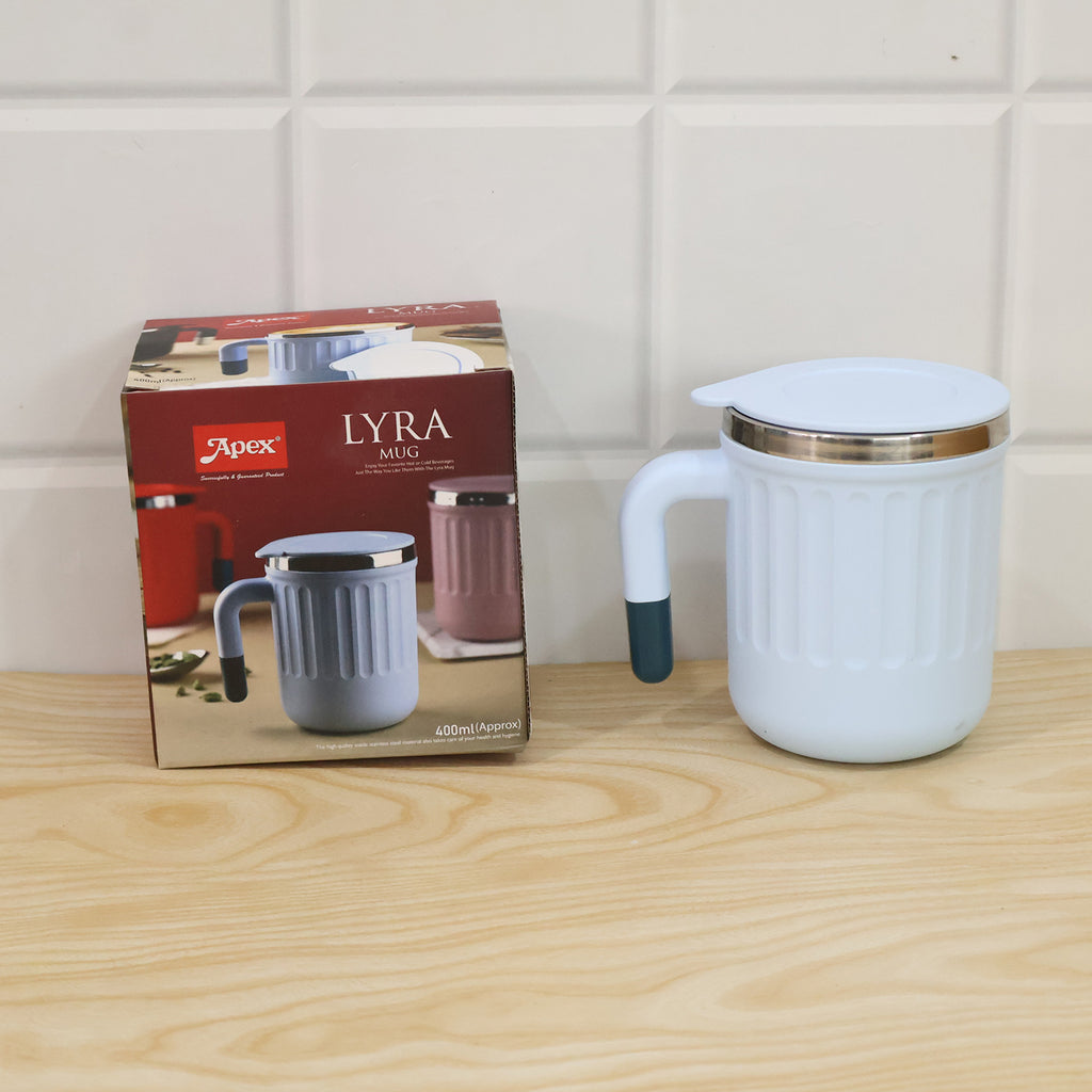Apex Office Mug 400 Ml With Handle And Lid Steel Rim Coffee Mug (1 Pc)apex Office Mug 400 Ml With Handle And Lid Steel Rim Coffee Mug (1 Pc)